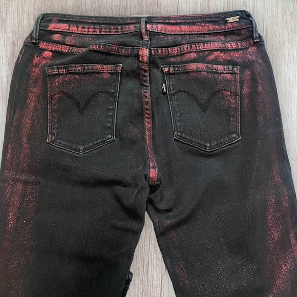 RARE Levi's Red Metallic Coated Skinny Legging Jeans - Picture 4 of 8